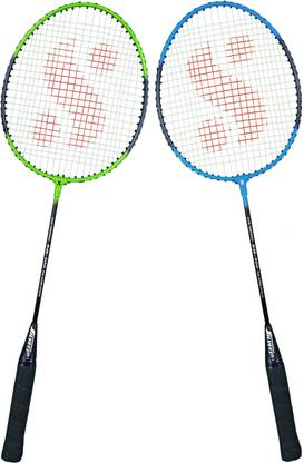 Silver's SB-100 COMBO-4 ( 2 B/RACKETS) GREEN-BLUE Multicolor Strung Badminton Racquet