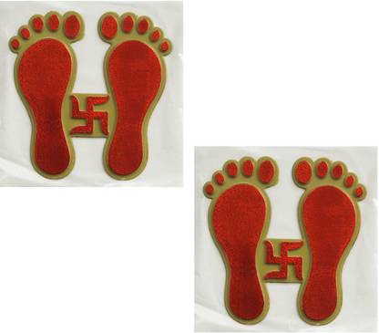 SK Craft Red Laxmi Charan Paduka, laxmi charan Sticker,laxmi charan Sticker, laxmi charan paduka Religious Footprint