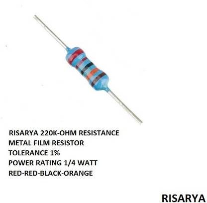 RISARYA 100-PCS 220K-OHM RESISTANCE,1%,MFR,1/4 W,FIXED RESISTOR(220 KILO OHM 1%) Fixed Resistor