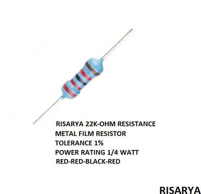RISARYA 22K-OHM RESISTANCE,1%,MFR,1/4 W, FIXED RESISTOR(22 KILO OHM 1%) Fixed Resistor