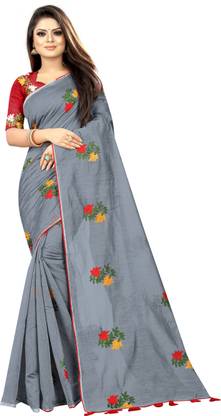 Embroidered Chanderi Cotton Blend Saree