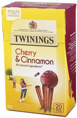 TWININGS 20 Tea Bags (Imported) Cherry, Cinnamon Tea Bags Box