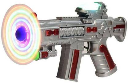 Ishan creation Space Gun Toy with LED Matrix Flashing Rotating Fan, Musical Battery Operated Guns & Darts