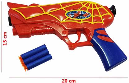 Honeybun Marvel Super Hero Spider Man Soft Bullets Toy Gun with 3 Foam Bullets Pack of 1