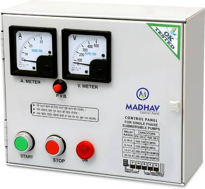 Madhav Control Panel 1.5 HP Single Phase BCH Type Submersible Pump Control Panel/Starter for Submersible Water Pump (BCH Control Panel) Submersible Water Pump