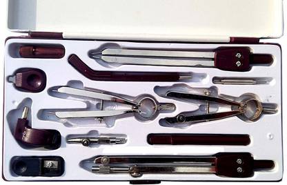 sinetheeta Aala Survey Drawing Instruments Metal Box (Set of 12 Parts Geometry Box