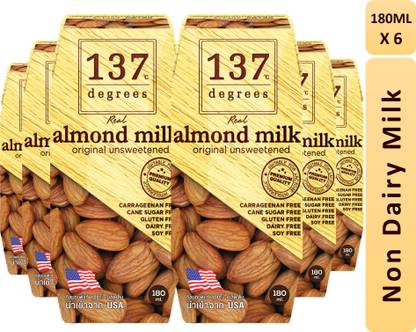 137 Degrees Almond Milk Unsweetened ( Non Dairy ) Vegan Milk Substitute Almond Original Unsweetened