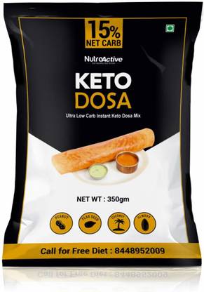 NUTROACTIVE Keto Dosa Mix, 2 gm Net Carb Per Dosa, Gluten Free - 350gm 350 g