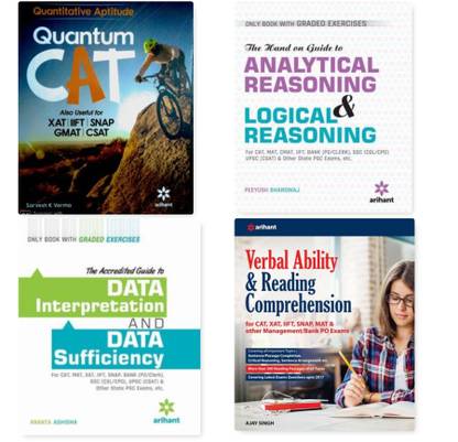 4 Book Set Of Arihant Quantum Cat, Data Interpretation , Analytical Reasoning & Logical Reasoning , Verbal Ability & Reading Comprehension For Cat And All Competition Exam