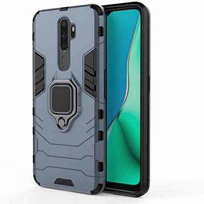 MOBILOVE Back Cover for Oppo A9 (2020) / Oppo A5 (2020) | Dual Layer Hybrid Armor Defender Case with Metal Finger Ring