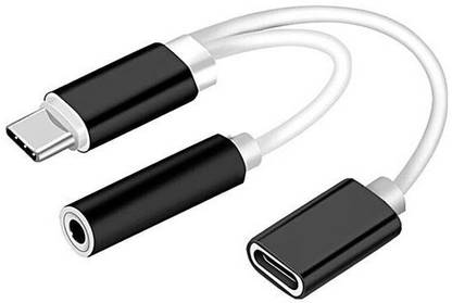 TECHGEAR White 2 In 1 USB C Type C 3.5mm Audio Jack Headphone Adapter Phone Converter