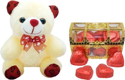 Rich'U Chocolates Treasure Chocolate Gift Box With a Cute Teddy Bear Combo