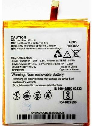 GIFFEN Mobile Battery For  Micromax Canvas Spark 3 Q385 - ACBPN25M02 - Original Tested 100% Backup Guaranteed