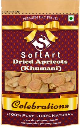 Soft Art Celebrations Dried Organic Apricot (Khumani) (Grade - Big Size) Vacuum Pack Apricots