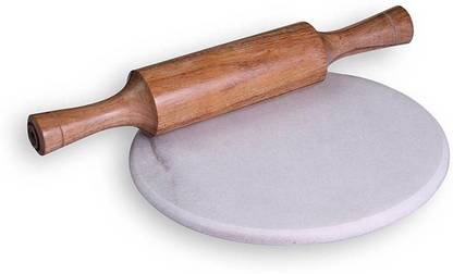 Handcraftd White Marble Chakla Bela Rolling Pin & Board