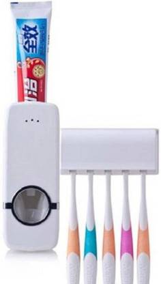 Oxfo Automatic Toothpaste Dispenser And Tooth Brush Holder Set Plastic Toothbrush Holder