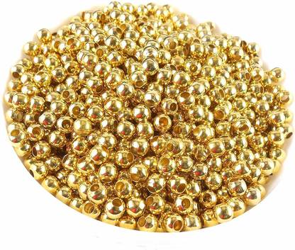 Royal Villa Finish Round Metallic Beads for Jewellery Making-8mm - Pack of 100 Pieces