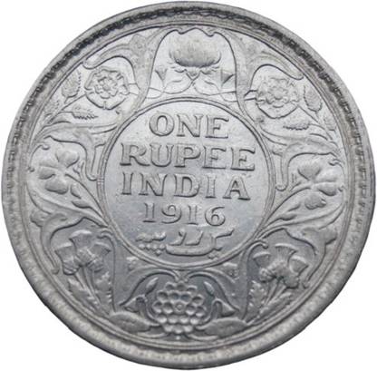 Coinbazzar 1 Rupee 1916 George v XF Condition Coin (Silver Coin) Medieval Coin Collection
