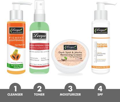 Leeya HERBALS SKIN CARE ROUTINE CTM KIT FOR DARK SPOTS