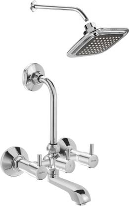 CERA - Combo Wall Mixer and Overhead shower Square (4X4 Inches) with Round Shower Arm (12 Inches) Basin Mixer Faucet