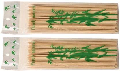 Ambassador TWI-Ambassador Wooden Bamboo Skewer Round 10 inch Bar-be-que/Sathay Stick (Pack of 2 x 80) Disposable Wooden Fruit Fork Set