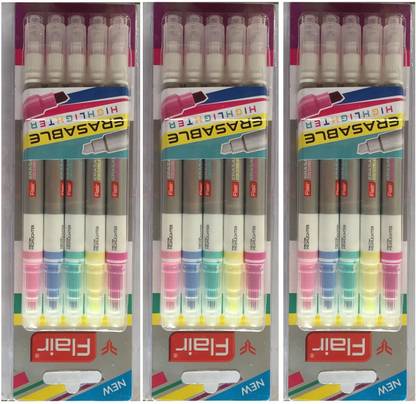 FLAIR Chisel Tip Erasable Highlighter Pack of 3
