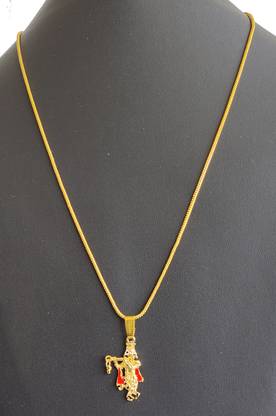 Khushal gold plated lord krishna design Pendant Chain Gold-plated Pendant Set For Men & Women Gold-plated Brass, Alloy, Wood Pendant Set