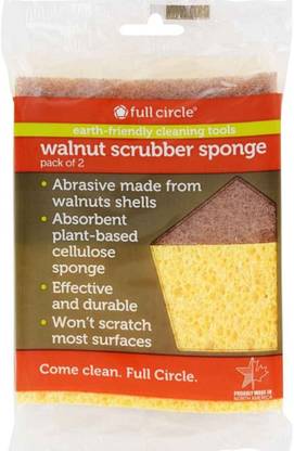 Full Circle Home Walnut Scrubber Sponge, 2 ct, 6-pack (12 Sponges) Scrub Sponge