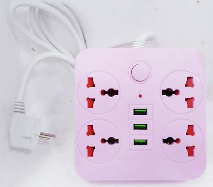 Tech Unboxing 3 USB Port and 4 Power Socket with Mobile Holder 4  Socket Extension Boards