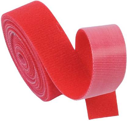 Vardhman Self Gripping Double Sided Hook and Loop fastener Tape, Reusable, 20 mm, Pack of 2 mts , color Red Stick-on Velcro