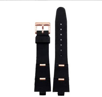 Bombshell Black Watch Band Strap Compatible for BVLGARI Diagono | Free Spring Bar 24 mm Silicone Watch Strap