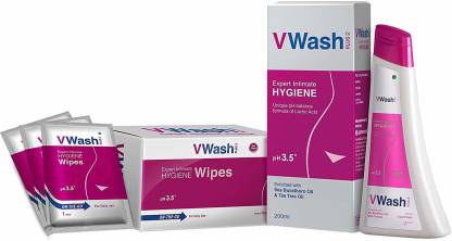 V WASH PLUS Intimate Hygiene Wash + Vwash Wipes Combi Intimate Wash