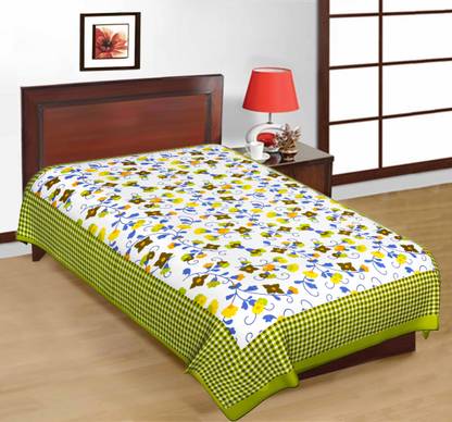 Fashion Dziner Cotton Single Flat 268 TC Floral Bedsheet