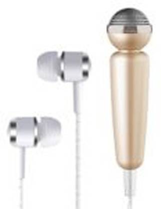 तारकन Glowing Karaoke Noise Cancelling Microphone With In-Ear Stereo Bass Headphone, 3.5Mm Jack वायर्ड हेडसेट