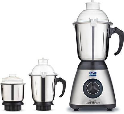 KENT 16063 Smart Mixer Grinder 800 Mixer Grinder (3 Jars, Silver)