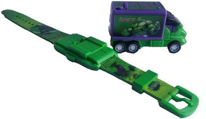 सिनलार्क Action Figure Series Pull Back Truck Car Shaped 6 Images Projector Toy Wrist Watch for Kids