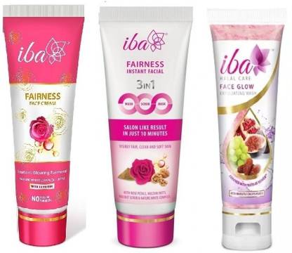 Iba Halal Care Fairness face cream with Instant fairness facial 3 in 1 with Exfloating wash