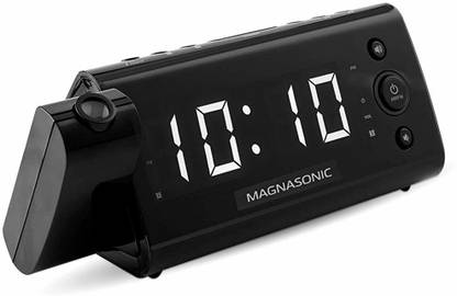 Electrohome EAAC475W USB Charging Alarm Clock Radio with Time Projection FM Radio