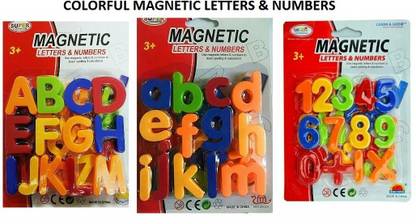 GLOWY Magnetic Letters & Numbers Alphabet Fridge Magnets Colorful Plastic ABC abc 123 Educational Learning Toy Set