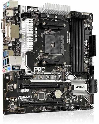 ASRock AB350M PRO4 AM4Socket ATX AMD B350 Chipset DDR4 Motherboard for Workstation, Desktop