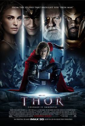 ARTISTIC MOVIE POSTER Thor marvel MOVIE Poster for Room and Office (Matte paper 250 GSM, 12 X 18 Inch, Rolled, Multi colour, Laminated) Paper Print