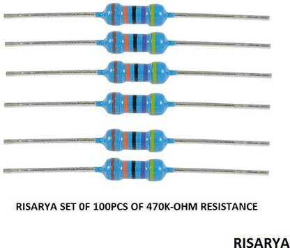 RISARYA 470K-OHM RESISTANCE,100PCS,1%,MFR,1/4 WATT,FIXED RESISTOR Fixed Resistor