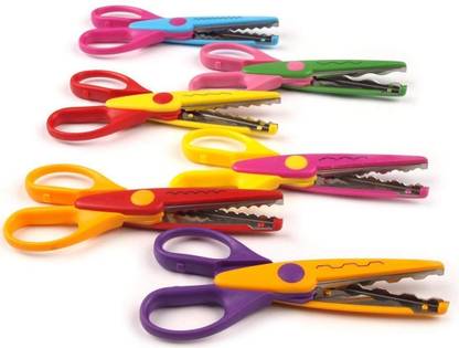 KNAFS 6 Pieces Art and Craft Zig zag Paper Shaper Scissor Set- 1606-6 Scissors