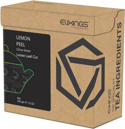 Elixings Lemon Peel Dried Loose Leaf Cut 340 gm ( 12 OZ ) Citrus x limon, The Speciality Tea Ingredients Herbs Herbal Tea Box