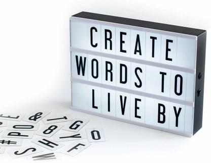 AEC USB and Battery Powered Cinematic Lightbox Led Changeable Letter & Symbols Tiles, A4 Size, Symbols Table Lamp