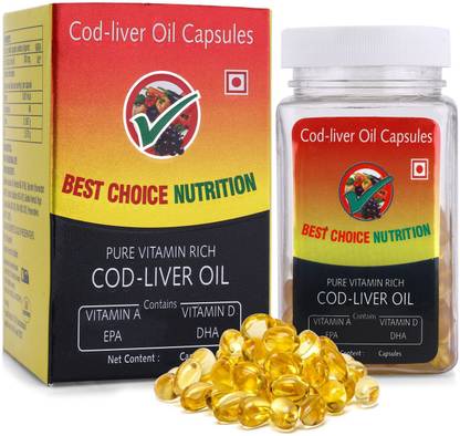 BEST CHOICE NUTRITION 100% Pure Original Cod liver Oil With Vitamin Rich Vitamin A, Vitamin D, EPA, DHA