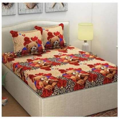 R A F Z 144 TC Microfiber Double Floral Fitted (Elastic) Bedsheet