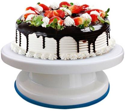 VIRAHI Cake Decorating Rotating Cake Turntable Revolving Cake Stand Sugarcraft, 28cm, Cake Tools Decorating 360 Round Easy Rotate Multicoloured Plastic Cake Server