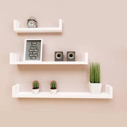 OnlineInitiative OnlineInitiative U Shapr Reck Shelf Holder Wall Shelf (White) MDF (Medium Density Fiber) Wall Shelf