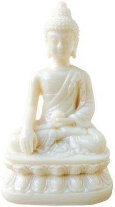 DE,DEEPALIENTERPRISES White Marble Sitting Buddha Statue Idol Decorative Showpiece  -  10 cm